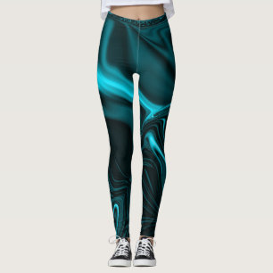 Curves in dark turquoise blue, deep sky or cyan leggings