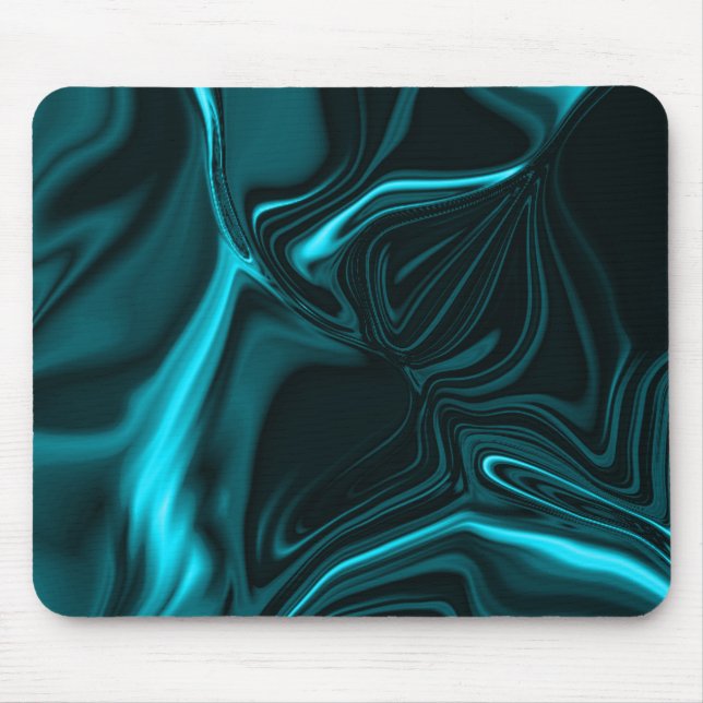 Curves in dark turquoise blue, deep sky or cyan mouse mat (Front)