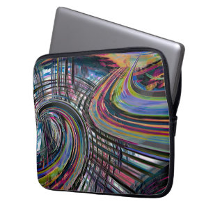 Curves looking like space road, colourful notched laptop sleeve