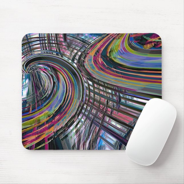 Curves looking like space road, colourful notched  mouse mat (With Mouse)