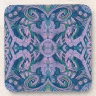 Curves & Lotuses, abstract pattern lavender & blue Coaster