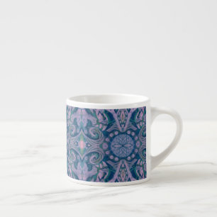 Curves & Lotuses, abstract pattern lavender & blue Espresso Cup
