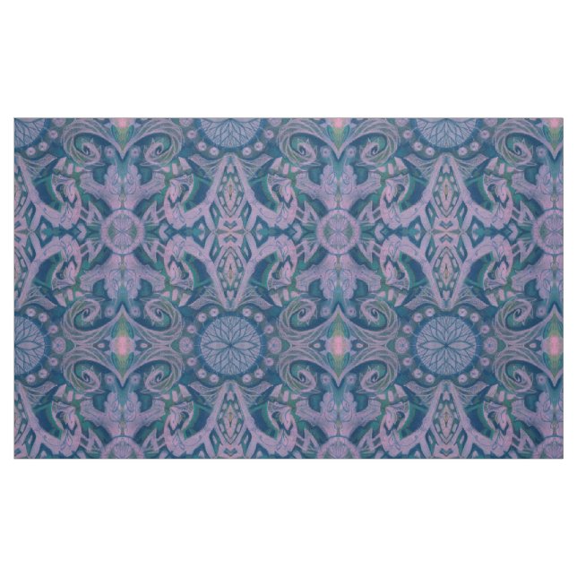 Curves & Lotuses, abstract pattern lavender & blue Fabric (Fat Quarter)