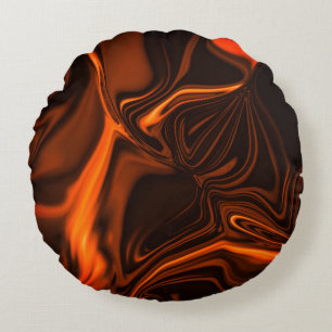 Curves or undulations coral, over dark fund round cushion