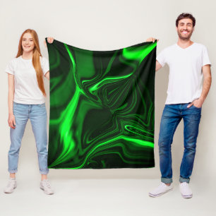 Curves or undulations green metallic, deep dark fleece blanket