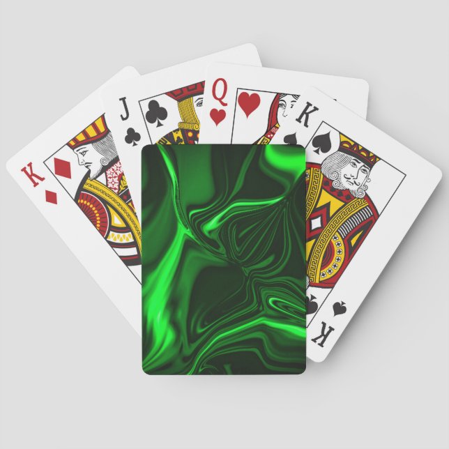 Curves or undulations green metallic, deep dark playing cards (Back)