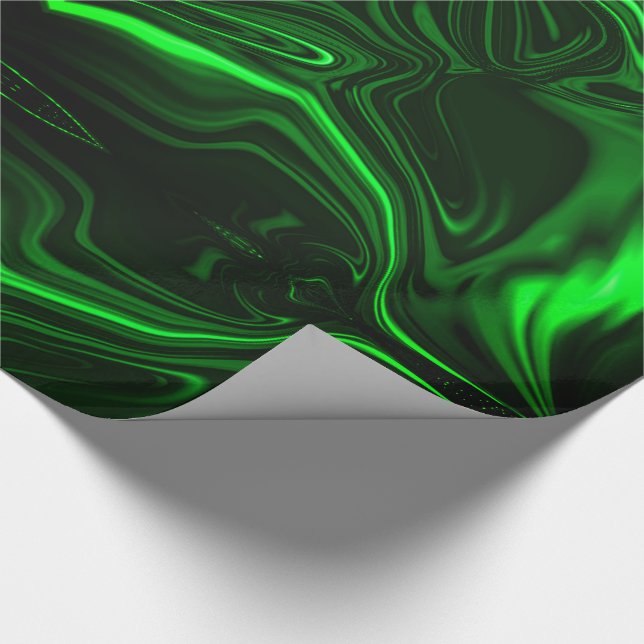 Curves or undulations green metallic, deep dark wrapping paper (Corner)