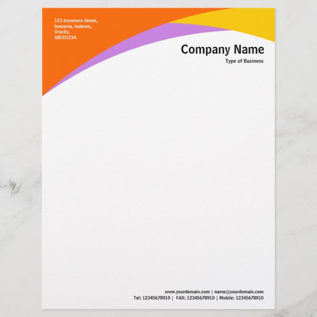 Curves - Orange, Amber & Purple Customized Letterhead (Front)