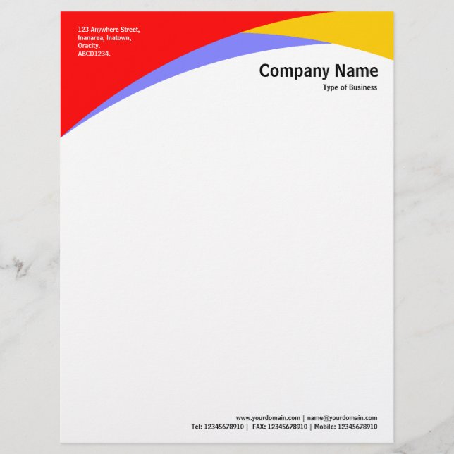 Curves - Red, Amber & Blue Personalized Letterhead (Front)
