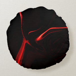 Curves, undulation in red darkest, black fund. round cushion