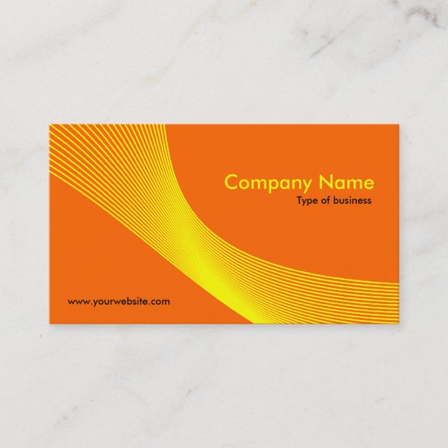 Curves - Yellow on Dark Orange FF6600 Business Card (Front)