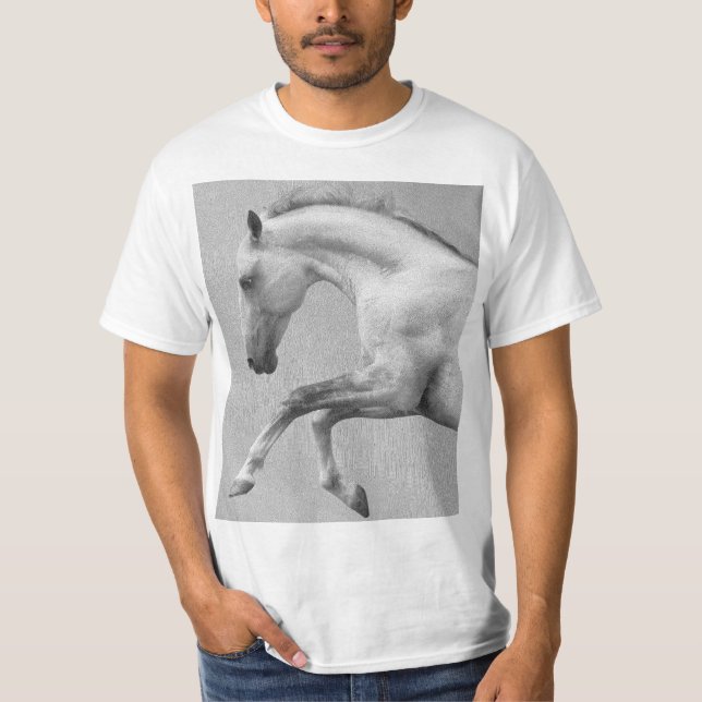 Curvet Horse Mens Modern White Animal Template T-Shirt (Front)