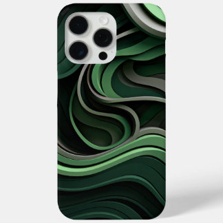 Curvilinear abstract in green and grey iPhone 15 pro max case