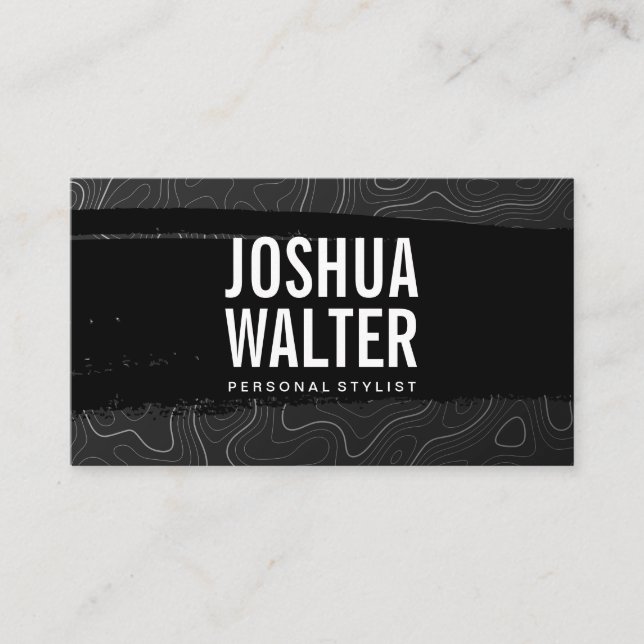 Curvilinear Lines Background | Black Brushed Business Card (Front)