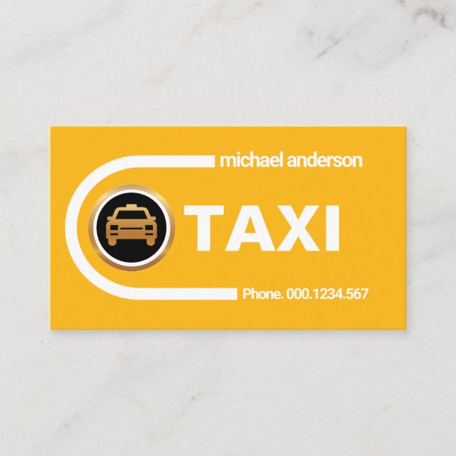 Curving Destination Transport Routes Yellow Taxi Business Card (Front)