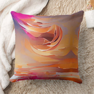 Curving Geo Swirling Lines Warm Toned Cushion