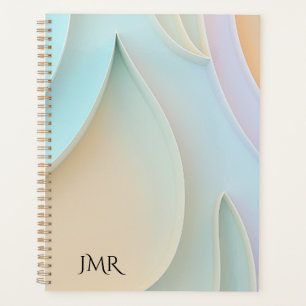 Curving lines and forms in pastels with copy space planner