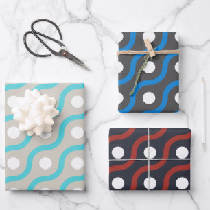 Curving Lines With Spots Wrapping Paper Sheet