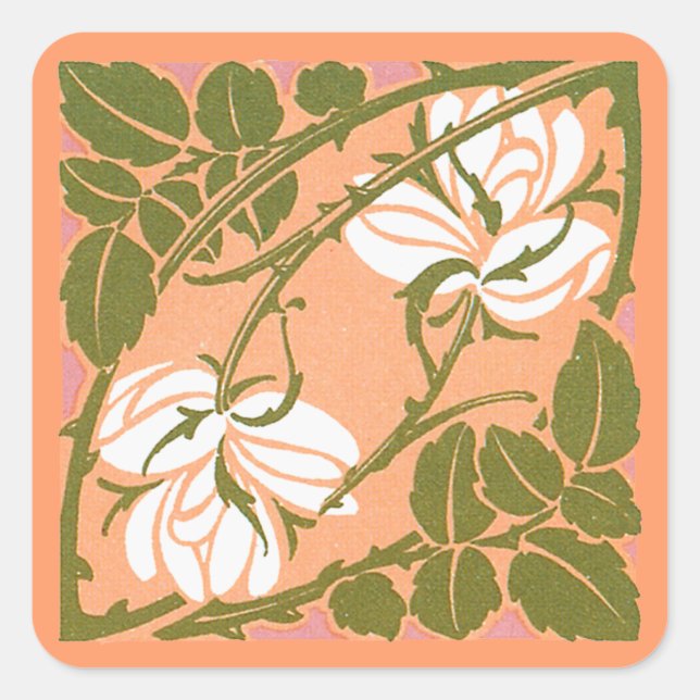 Curving Rose Stems Sticker (Front)