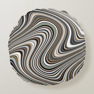 Curvy Abstract Shapes Round Cushion