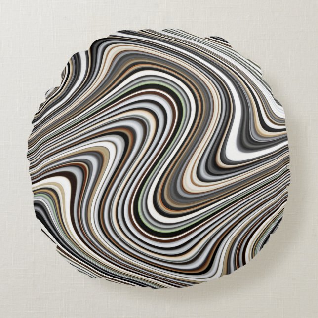 Curvy Abstract Shapes Round Cushion (Front)