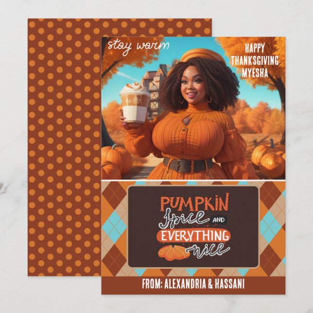 Curvy Black Woman Pumpkin Spice Gift Card Holder (Front/Back)