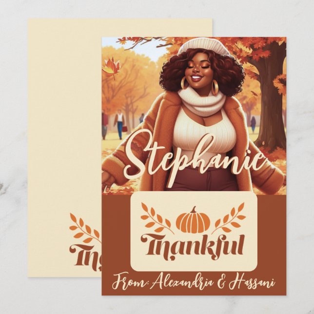 Curvy Black Woman Thankful Gift Card Holder (Front/Back)