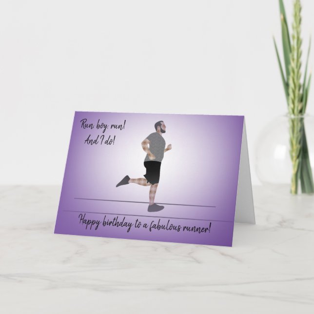 Curvy Boy Runner Birthday Card (Front)