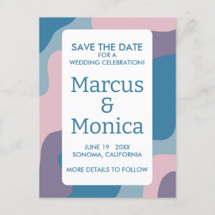 Curvy Colourful Stripes Retro Custom Save the Date Postcard