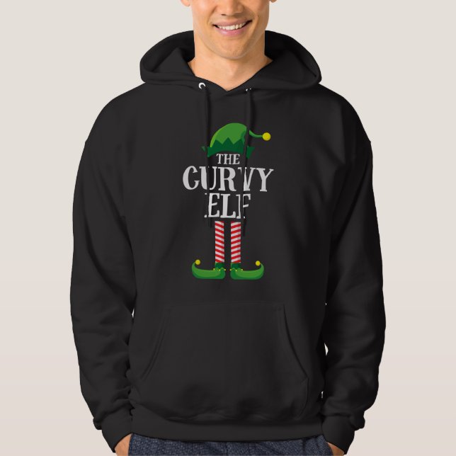 Curvy Elf Matching Family Christmas Party Pajama Hoodie (Front)