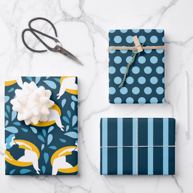 Curvy Girl Swimming Wrapping Paper Set (Front)