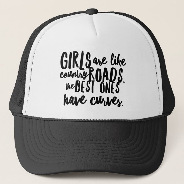 Curvy Girls n' Country Roads Trucker Hat (Front)