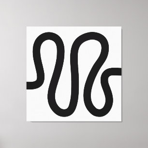 Curvy Line 01a - Black on White Canvas Print