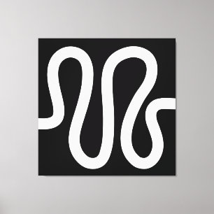 Curvy Line 01a - White on Black Canvas Print
