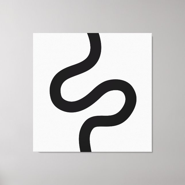 Curvy Line 02 - Black on White Canvas Print (Front)