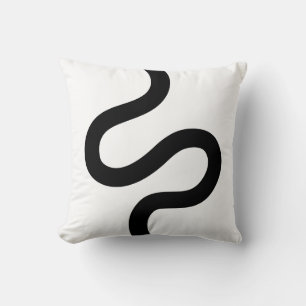 Curvy Line 02 - Black on White Cushion