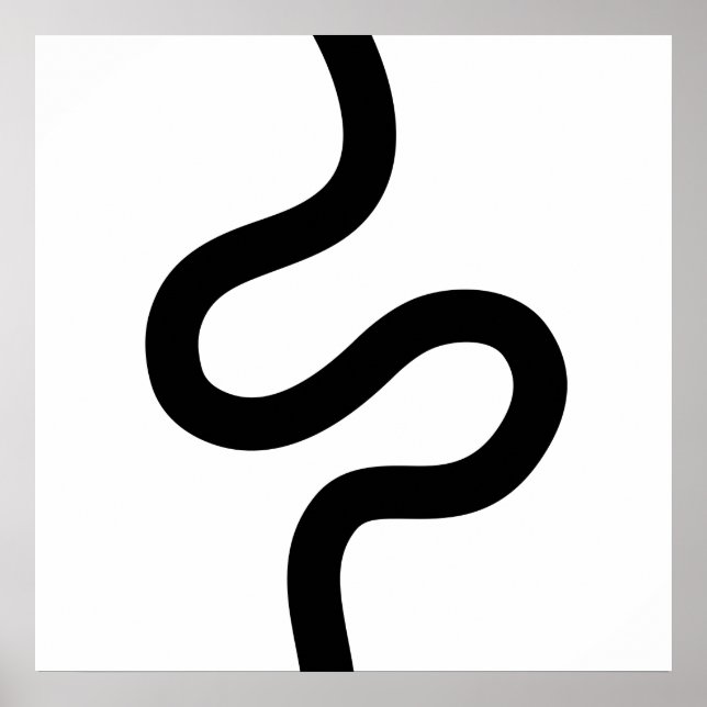 Curvy Line 02 - Black on White Poster (Front)