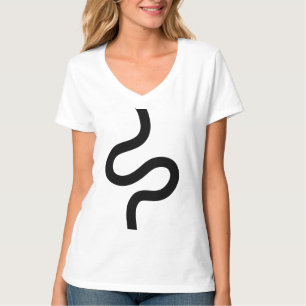 Curvy Line 02 - Black on White T-Shirt