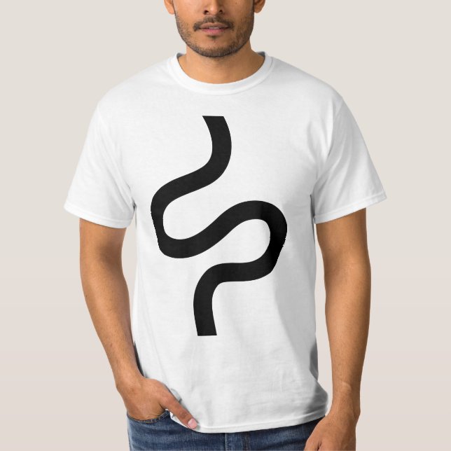 Curvy Line 02 - Black on White T-Shirt (Front)