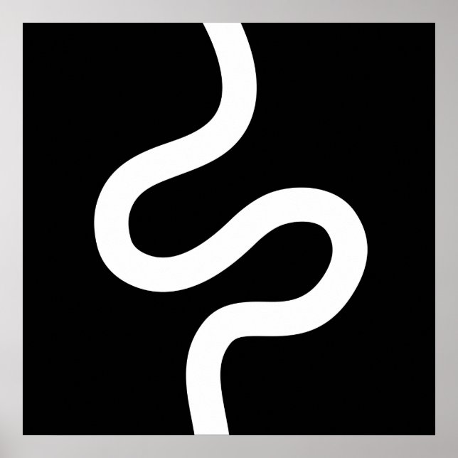 Curvy Line 02 - White on Black Poster (Front)