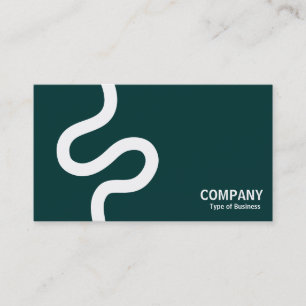 Curvy Line 02 - White on Dark Green Business Card