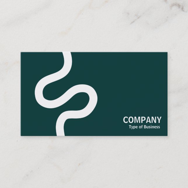 Curvy Line 02 - White on Dark Green Business Card (Front)