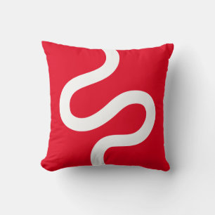 Curvy Line 02 - White on Red Cushion