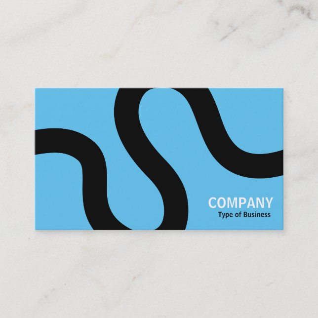 Curvy Line 02a - Black on Sky Blue Business Card (Front)