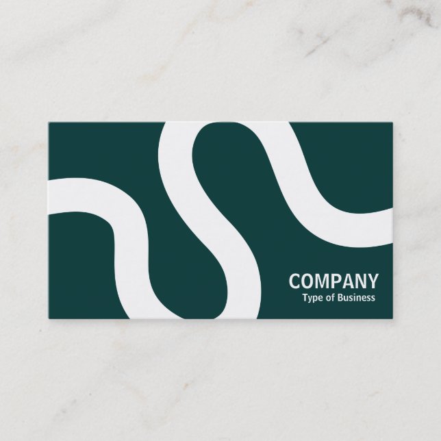 Curvy Line 02a - White on Dark Green Business Card (Front)