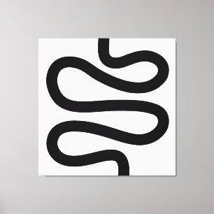 Curvy Line - Black on White Canvas Print