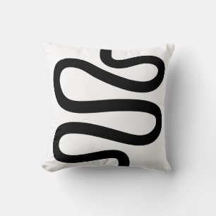 Curvy Line - Black on White Cushion