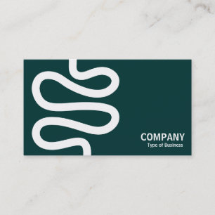Curvy Line - White on Dark Green Business Card