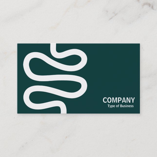 Curvy Line - White on Dark Green Business Card (Front)