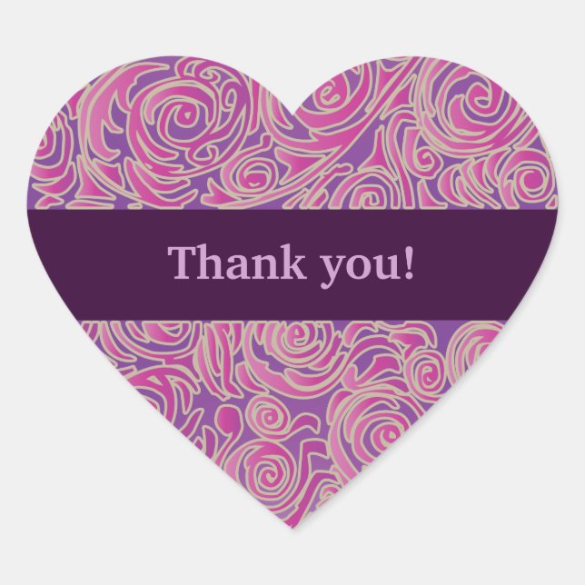 Curvy Lines Batik Pink Heart Sticker (Front)